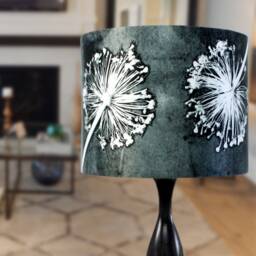 Alliums Floral Lampshade, Light Shade For Ceiling, Pendant Hanging Lamp Table Lamp, Monochrome Black & White Lamp - thumbnail 3