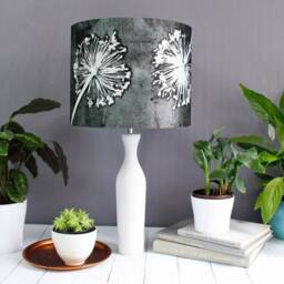 Alliums Floral Lampshade, Light Shade For Ceiling, Pendant Hanging Lamp Table Lamp, Monochrome Black & White Lamp - thumbnail 2
