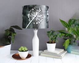 Alliums Floral Lampshade, Light Shade For Ceiling, Pendant Hanging Lamp Table Lamp, Monochrome Black & White Lamp - thumbnail 1