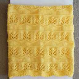 New Handmade Honey Yellow Knit Crochet Baby Afghan Blanket Throw Newborn Infant Soft Floral - thumbnail 2