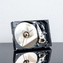 New Job Gift For Him, Black Industrial Office Or Loft Decor, Recycled Computer Parts Desk Clock, Decorative Accent Accessory