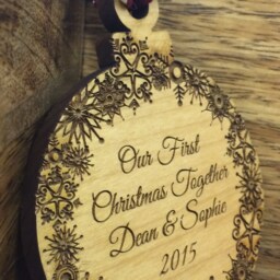 Personalised Christmas Tree Wooden Bauble Decoration For Couples - Celebrating Your 1st Together New Home Gift - thumbnail 2
