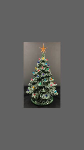 Ceramic Christmas Tree - Orange Star - image 1