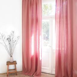 Dusty Pink Tie Top Heavy Linen - 280 G/M2 Curtain Panel Made Of Stonewashed/1 Pcs - thumbnail 3