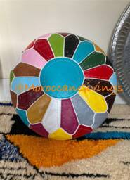 stuffed Moroccan Handcrafted Multi-Colour Leather Pouffe/Pouf Floor Cushions Footstool Berber Pouf Ottoman