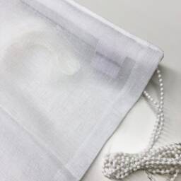 Faux Linen Flat Roman Shade, Sheer White Custom Window Treatment - thumbnail 3