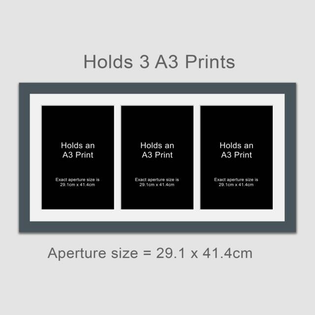 A3 Picture Frame For 3 Photos in A Grey Wooden - image 1