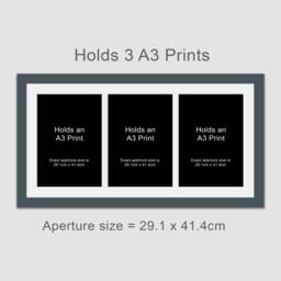 A3 Picture Frame For 3 Photos in A Grey Wooden - thumbnail 1