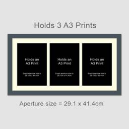 A3 Picture Frame For 3 Photos in A Grey Wooden - thumbnail 2