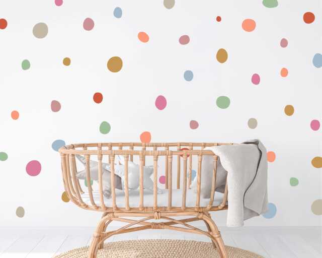 Pastel Polka Dot Wall Decals Playroom Nursery Decor - 150 Pack, 1-3.5 Inch - image 1