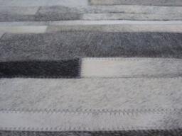 Cowhide Patchwork Rug Raw Leather Argentina - Free Shipping Model Cordoba Mix Of Ligth Grey, Dark Whites & Cream 8' X 10'