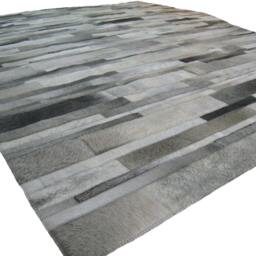Cowhide Patchwork Rug Raw Leather Argentina - Free Shipping Model Cordoba Mix Of Ligth Grey, Dark Whites & Cream 8' X 10' - thumbnail 2