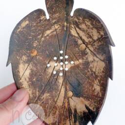 Hand Carved Coconut Shell Leaf Soap Dish, Eco Friendly Bathroom Holder - thumbnail 4