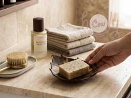 Hand Carved Coconut Shell Leaf Soap Dish, Eco Friendly Bathroom Holder - thumbnail 1