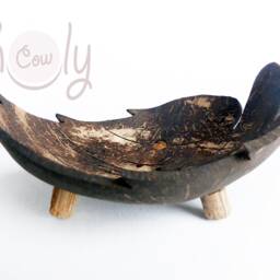 Hand Carved Coconut Shell Leaf Soap Dish, Eco Friendly Bathroom Holder - thumbnail 3