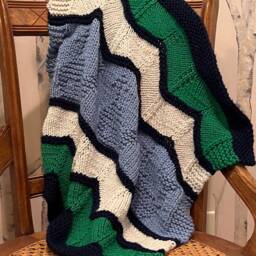 Whale Of A Time Stroller Sized Baby Blanket - Nautical Themed Easy Knit Pattern - thumbnail 3