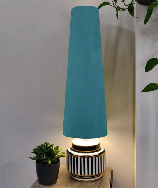 70cm Tall Teal Blue Slim Cone Lampshade in Velvet Conical Fat Lamp Shade - image 1