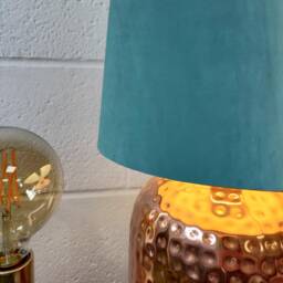70cm Tall Teal Blue Slim Cone Lampshade in Velvet Conical Fat Lamp Shade - thumbnail 2