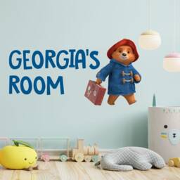Paddington Tv Wall Sticker - With Suitcase Personalised Name Decal Kids Art - thumbnail 2