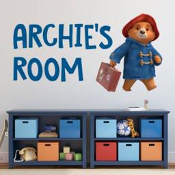 Paddington Tv Wall Sticker - With Suitcase Personalised Name Decal Kids Art - thumbnail 1