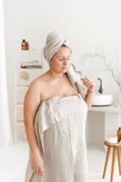 Natural Linen Waffle Towel Bath, Hand, Face, Beach, Travel, Spa, Sauna. Christmas, New Home Towel Set. Lightweight, Quick Absorbent, Dry - thumbnail 1