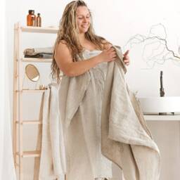 Natural Linen Waffle Towel Bath, Hand, Face, Beach, Travel, Spa, Sauna. Christmas, New Home Towel Set. Lightweight, Quick Absorbent, Dry - thumbnail 2