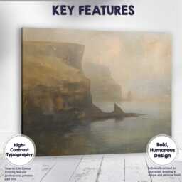 Serene Coastal Cliffs Seascape Neutral Toned Landscape Canvas Wall Art Print Decor Picture Ready To Hang - thumbnail 1