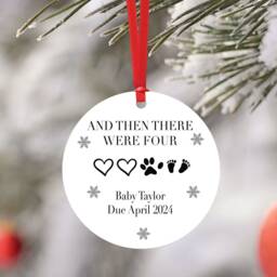 And Then There Were 4 Christmas Preganacy Announcement Bauble - Baby Due Tree Decoration Bumps First Grandparents To Be Gift - thumbnail 1