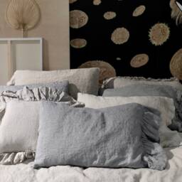 Linen Pillowcase With Ruffles , Shabby Chic Linen Pillow Cover. Queen King, Standard Size . Euroshams. Mooshop - thumbnail 2