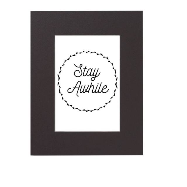 stay Awhile Quote Print Wreath Design, 11x14 Matted Wall Decor - image 1
