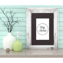 stay Awhile Quote Print Wreath Design, 11x14 Matted Wall Decor - thumbnail 2