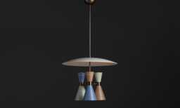 Mid Century Modern Brass Pendant Light - Stilnovo Inspired, Multicolor - thumbnail 1