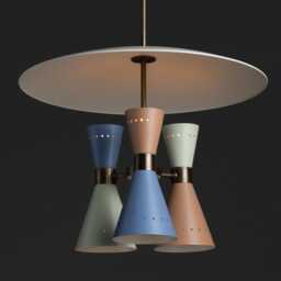Mid Century Modern Brass Pendant Light - Stilnovo Inspired, Multicolor - thumbnail 2