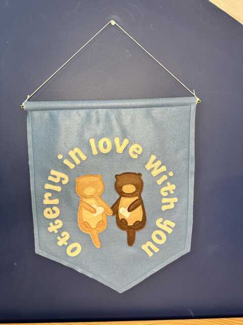 Felt Otter Love Banner Handcrafted Wall Art, Nursery Decor, Lover Gift, Handmade Home Valentines Day Children's Room Decor - image 1