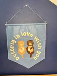 Felt Otter Love Banner Handcrafted Wall Art, Nursery Decor, Lover Gift, Handmade Home Valentines Day Children's Room Decor - thumbnail 1