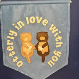 Felt Otter Love Banner Handcrafted Wall Art, Nursery Decor, Lover Gift, Handmade Home Valentines Day Children's Room Decor - thumbnail 3