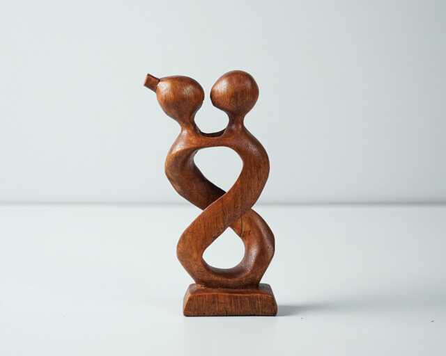 Hugging Couple Abstract Statue, Modern Art, Wood Carving, Handcrafted, Love, Exotic, Abstract, Decoration, Gift For Girlfriend - image 1