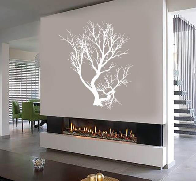 Wall Vinyl Decal Tree With Branches Outline Modern Decor For Living Room Center Focal Point - #1048Di - image 1