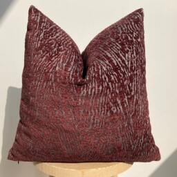 Burgundy Chenille Pillow Cover, Abstract Pattern Throw Pillow, Decorative Cushion - thumbnail 3