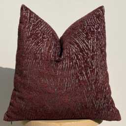 Burgundy Chenille Pillow Cover, Abstract Pattern Throw Pillow, Decorative Cushion