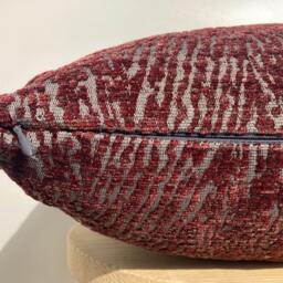 Burgundy Chenille Pillow Cover, Abstract Pattern Throw Pillow, Decorative Cushion - thumbnail 2