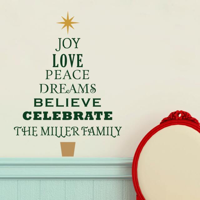 Personalized Christmas Tree Wall Decal - Custom Family Name Vinyl Sticker - image 1