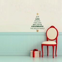 Personalized Christmas Tree Wall Decal - Custom Family Name Vinyl Sticker - thumbnail 2