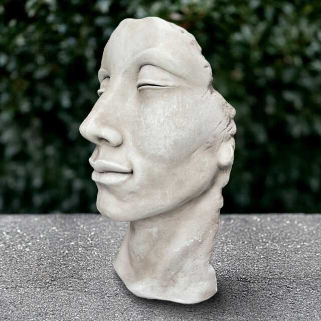 Concrete Face Sculpture Stone Abstract Head Decoration Cement Modern Ornament Garden & Home Figurine Lover Gift Yard Art Face Lover - image 1