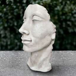 Concrete Face Sculpture Stone Abstract Head Decoration Cement Modern Ornament Garden & Home Figurine Lover Gift Yard Art Face Lover - thumbnail 1