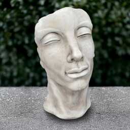 Concrete Face Sculpture Stone Abstract Head Decoration Cement Modern Ornament Garden & Home Figurine Lover Gift Yard Art Face Lover - thumbnail 2