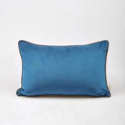 Blue Velvet Pillow Cover - With Anthracite Corded Edge - thumbnail 3