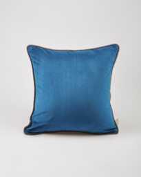 Blue Velvet Pillow Cover - With Anthracite Corded Edge - thumbnail 1