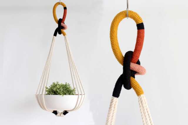 Macrame Plant Hanger, Textile Handmade - image 1