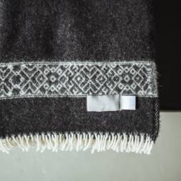 Latvian Wool Throw Blanket, Nordic Geometric Design, Warm Cozy Blanket - thumbnail 4